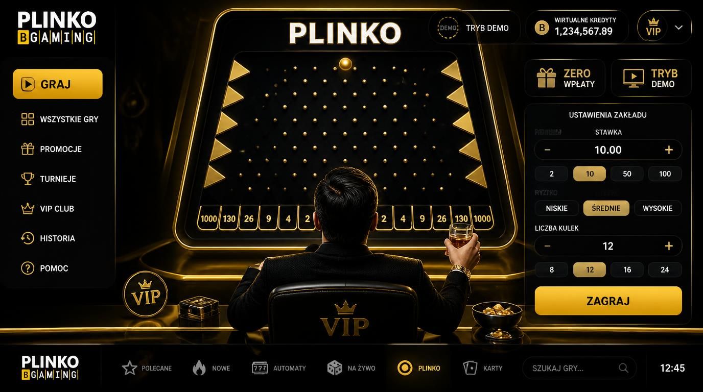 Obraz pokazuje tryb demo Plinko bez wpłaty