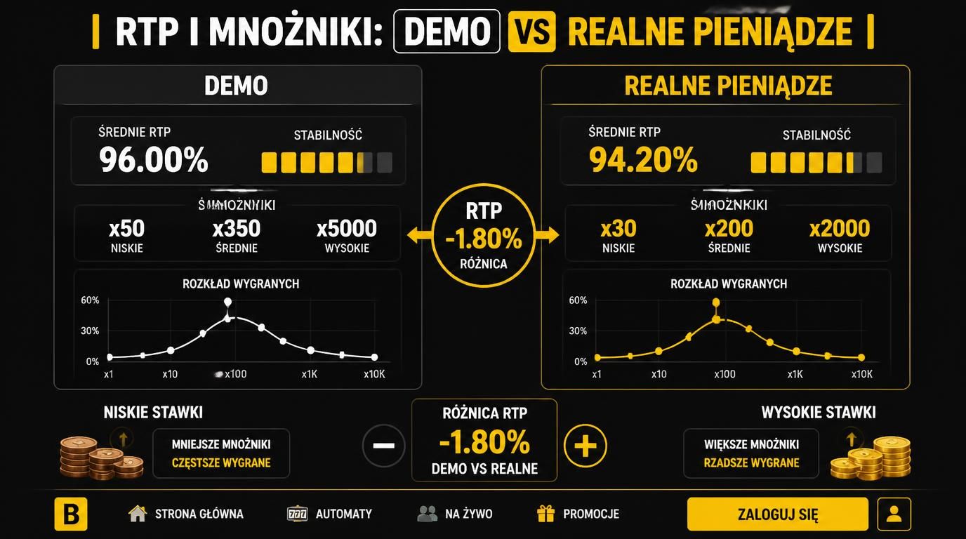Porównanie matematyki i stawek demo vs realnie