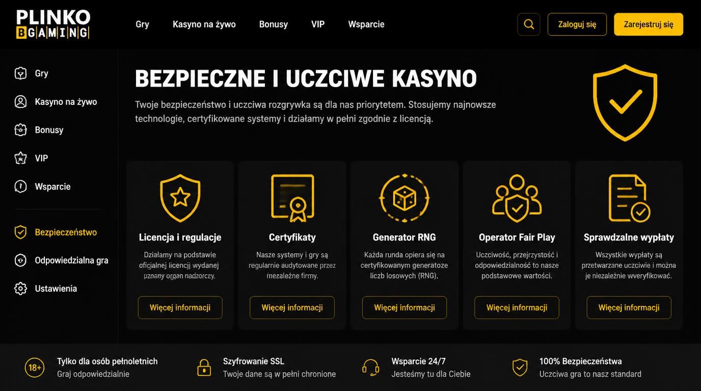 Symbole licencji, zabezpieczenia i uczciwości gry